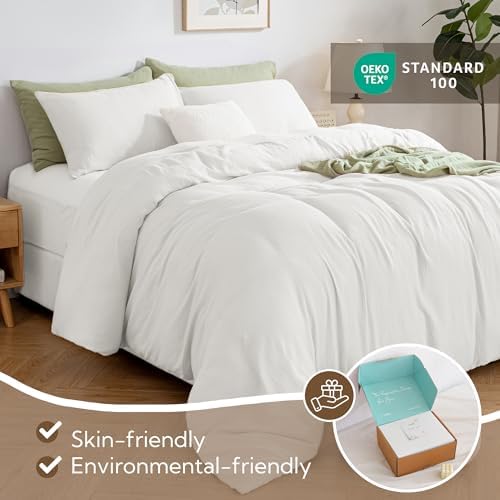 MILDLY Muslin Duvet Cover Set Queen 3pcs