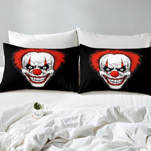 Feelyou Horror Clown Fitted Sheet Set Halloween Bedding