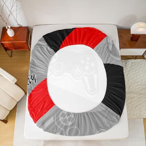 Feelyou Kids Gamer Bed Sheet Set Red Black Full