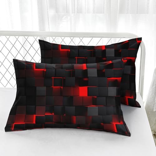 Nttopship Geometric Red Black Microfiber Sheet Set for Kids