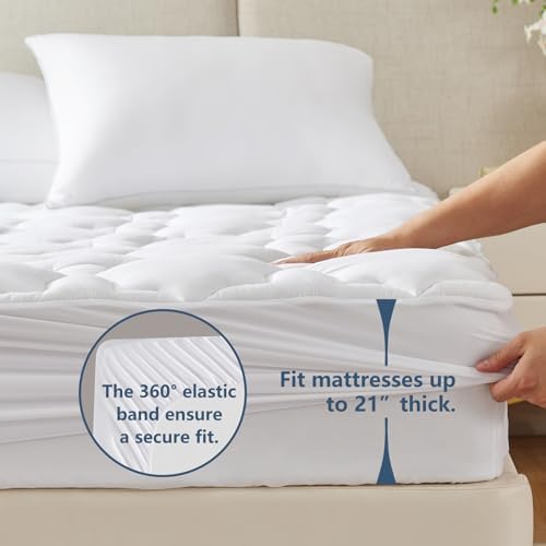 CozyLux Twin Mattress Pad 450GSM Deep Pocket 39x75 White