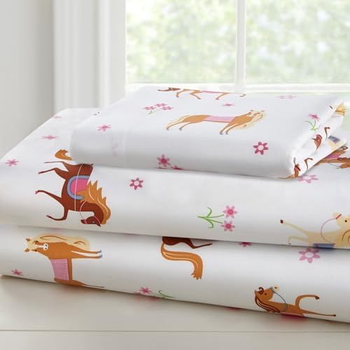 Wildkin Twin Sheet Set - Soft Microfiber with Horses Pattern
