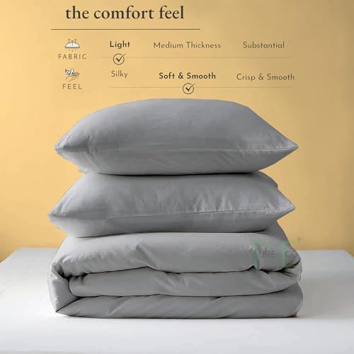 3 Side Zipper Duvet Cover Set Queen Size - Silver Grey