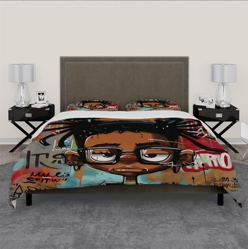 MUKULING Street Art Duvet Cover Set 3 Pieces with Zipper and Ties