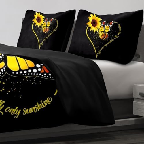 Heart Shaped Sunflower Kids Duvet Cover Set 3pcs 1