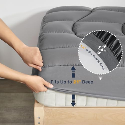 UNIKOME Queen Mattress Pad Waterproof with 5-Layers and Deep Pocket