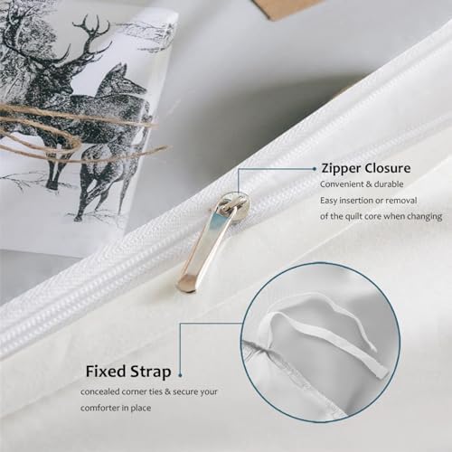 RIVINE White Duvet Cover Set 3 Pieces Christmas Pine Design
