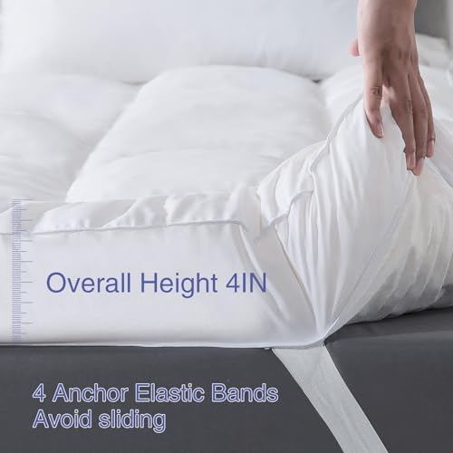 WhatsBedding 4 Inch Fluffy Memory Foam Mattress Topper Queen Size