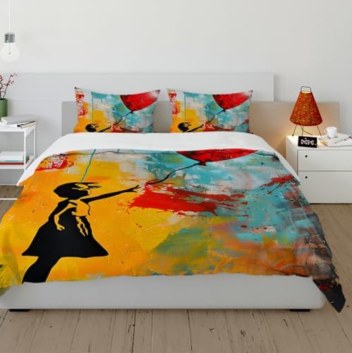 HOBBOY Modern Graffiti Duvet Cover Set with Zipper 3pc