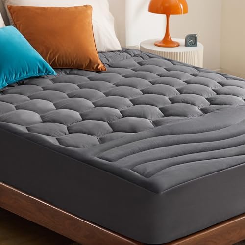 Bedsure Grey Twin Mattress Pad Cover - Quilted 39x75 Inches