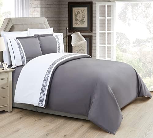 Elegant Comfort Super-Soft Duvet Cover Set KingCalifornia King Gray