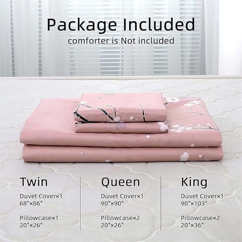 WONGS BEDDING Pink Floral Duvet Cover Set Twin