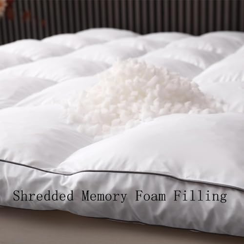 TESIONE 3 Inch Memory Foam Mattress Topper Queen Size