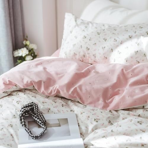 VClife Pink Floral Duvet Cover Set 3 Piece