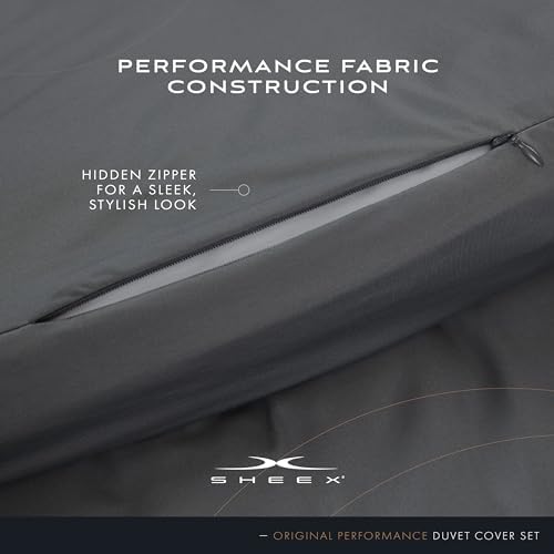 SHEEX Cooling Duvet Cover Set with Pillow Shams NavyGraphite