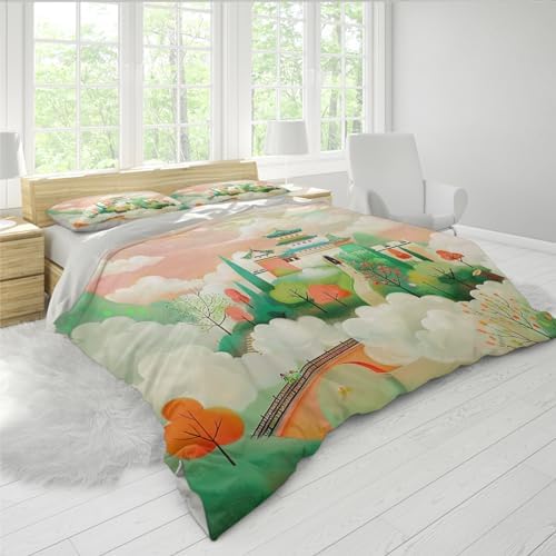 HOBBOY Anime Landscape Duvet Cover Set 3 Pieces Twin XL