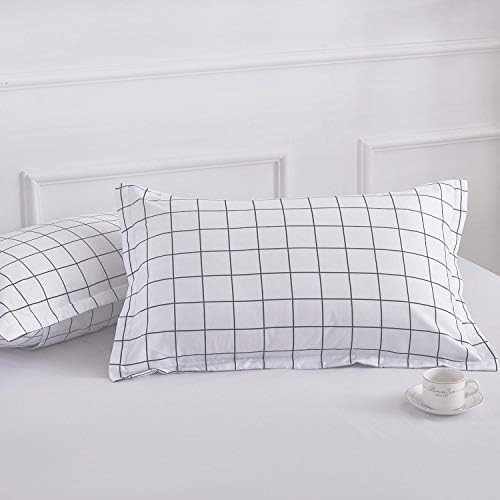 Nanko Twin Duvet Cover Set White Plaid Microfiber