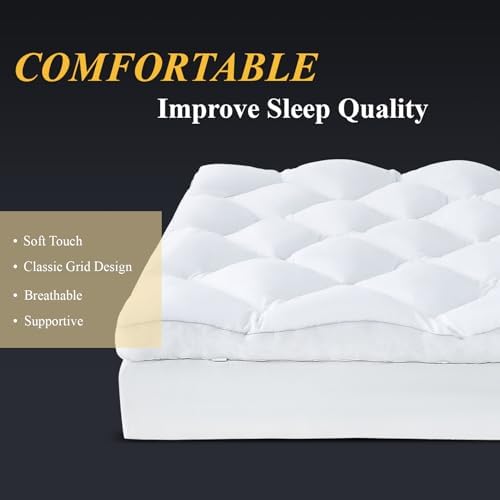 DOWNCOOL 3 Inch King Mattress Topper for Deep Sleep