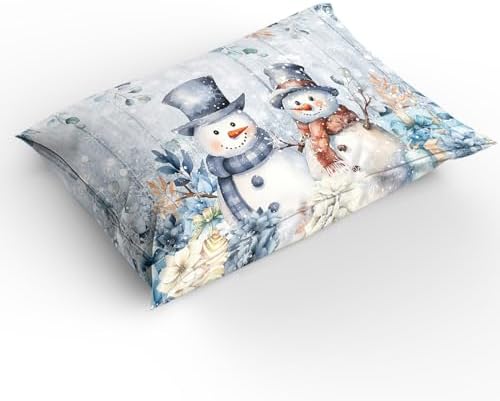 LooPoP Christmas Duvet Set California King Size Snowman Eucalyptus