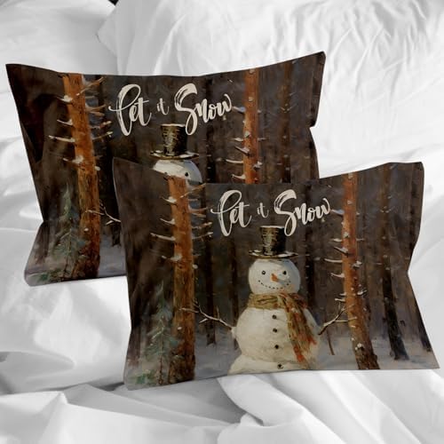 LooPoP Christmas Comforter Set California King 4PCS Snowman Bedding