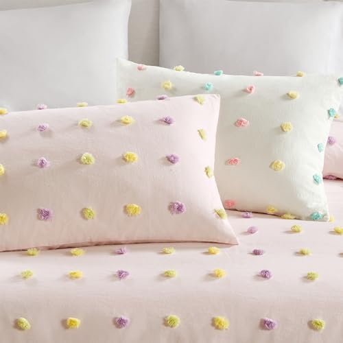 Twin Comforter Set with Pom Poms for Kids