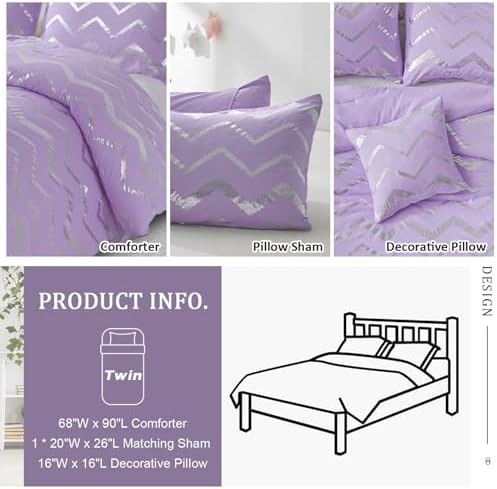 Menghomeus Glitter Metallic Comforter Set Twin 1