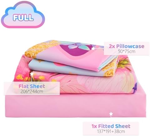 VIVILINEN Rainbow Unicorn Kids Sheet Set 4 Piece