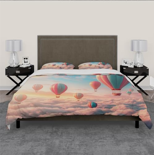 HOBBOY Fluffy Clouds Duvet Cover Set 3 Piece Kids Bedding
