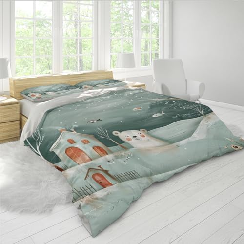 HOBBOY Polar Bear Fish Duvet Cover Set 3 Piece Kids Room