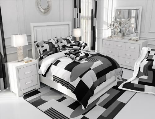 Feelyou Geometric Duvet Cover Set Twin Size Modern Art