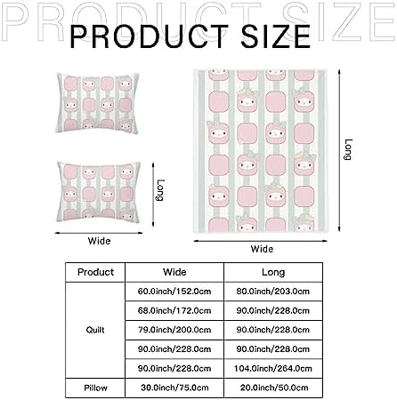 DIEZ Girls Cute 3D Printed Anime Bedding Set 3 Pieces