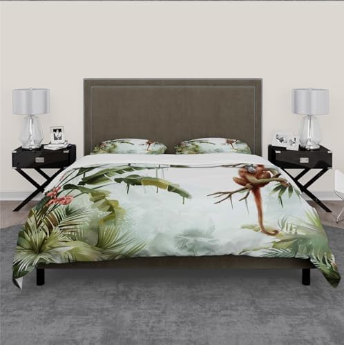 HOBBOY Tropical Rainforest Cartoon Monkey Duvet Set