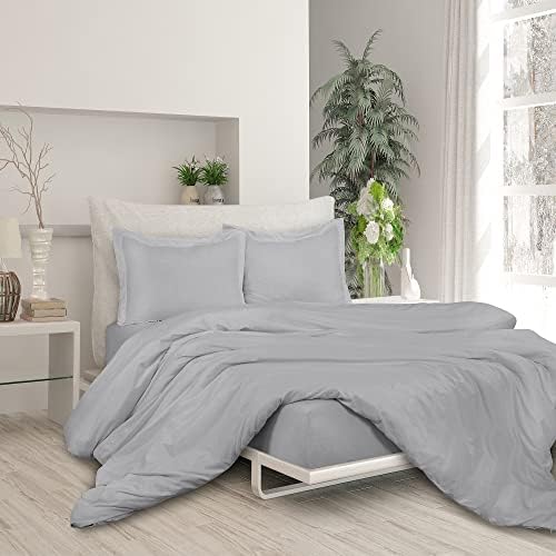 ROYALE Silver Duvet Cover Queen 3 Piece Set 1