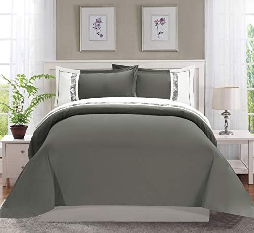 Elegant Comfort Super-Soft Duvet Cover Set KingCalifornia King Gray