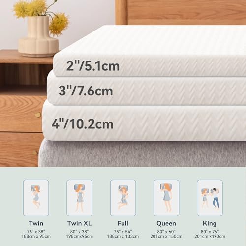 AMICLIBER 3 Inch Gel Memory Foam Mattress Topper