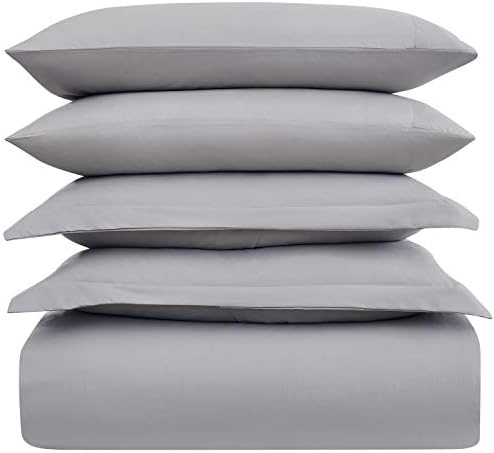 Mellanni Duvet Cover Set - Queen Size Light Gray 5 PC
