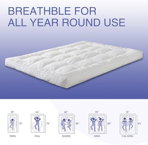 WhatsBedding 4 Inch Fluffy Memory Foam Mattress Topper Queen Size