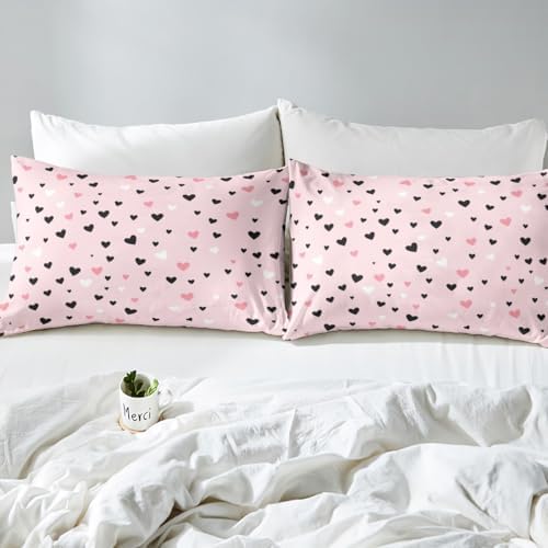 Feelyou Heart Bed Sheet Set for Kids - Pink Full Size