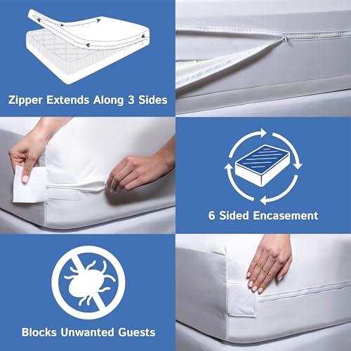 Four Seasons Essentials Queen Mattress Protector 8-11 Deep Zippered Waterproof Encasement