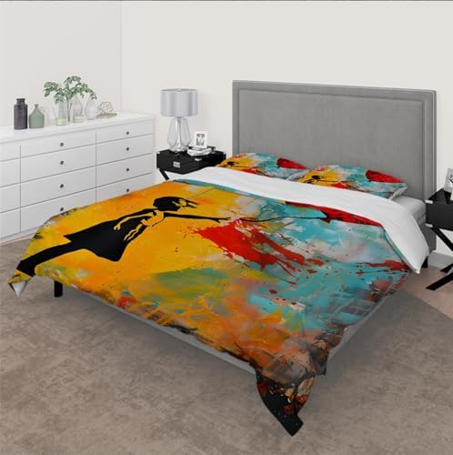 HOBBOY Modern Graffiti Duvet Cover Set with Zipper 3pc