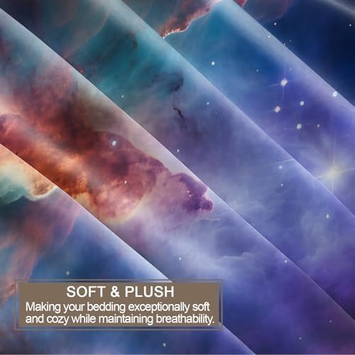 Space Galaxy Duvet Cover Set for Kids and Adults