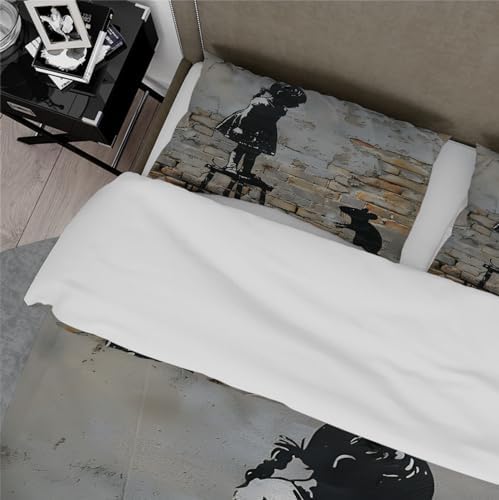 MUKULING Hippie Duvet Cover Set 3 Pieces Retro Graffiti Wall