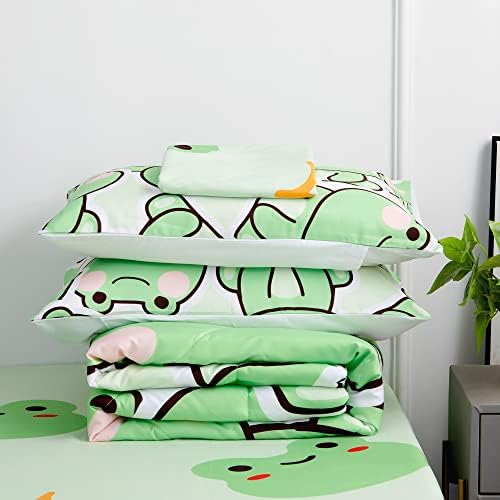 MUSOLEI 7 Piece Frog Comforter Set - Twin Size Kids Bedding