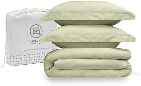Threadmill Sage Green Queen Duvet Cover Set 1