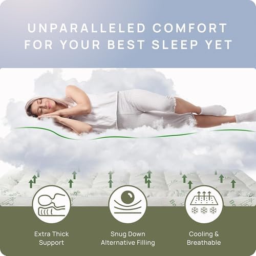 Cooling Mattress Topper Queen Size - Back Pain Relief
