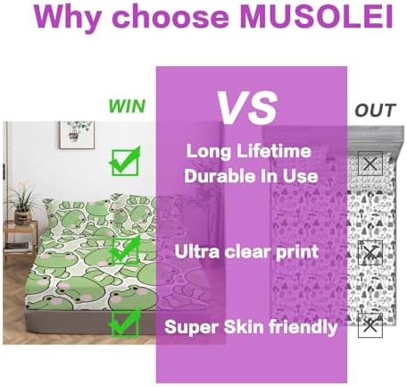 MUSOLEI Cartoon Frog Fitted Sheet Set Twin
