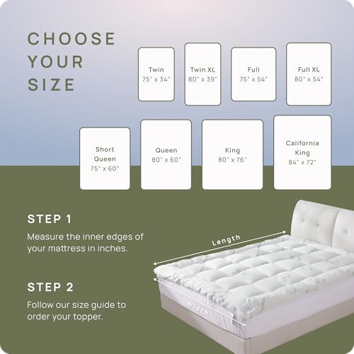 Cooling Mattress Topper Queen Size - Back Pain Relief