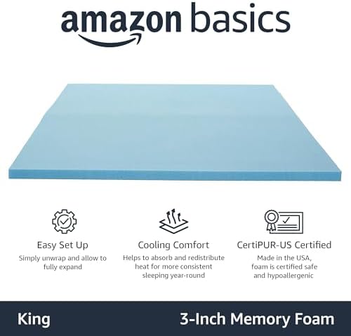 Amazon Basics Cooling Gel Mattress Topper 3 Inches King Size
