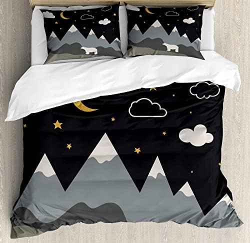 LTAETHC Duvet Cover Queen Size with 3D Mountain Bear Design