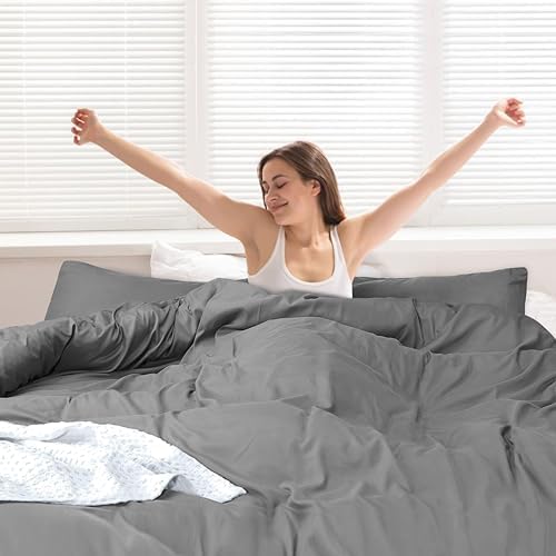 Cotton Passion Duvet Cover Set Queen Size 3 Piece Gray